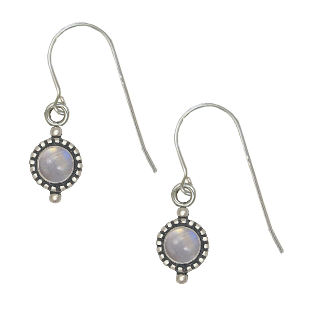 Sterling Silver Rainbow Moonstone Gemstone Drop Dangle Earrings